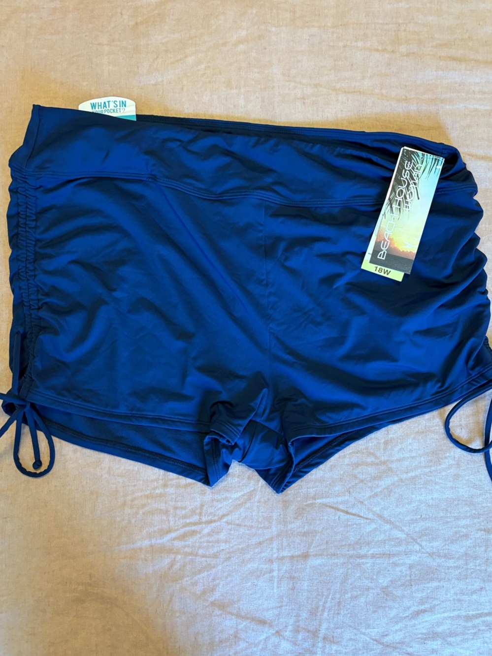 NWT Beach House Navy Blue Swim Skort with Side Ties Size 18W 1-2X